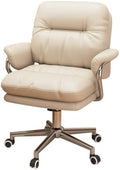 Ergonomic Executive Office Chair with High Back Support, Padded PU Leather Computer Desk Chair for Home Office, Study and Professional Workspace, Cream Beige