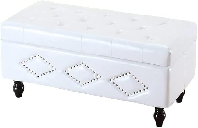 PU Leather Shoe Storage Bench with Hidden Compartment, Multifunction Entryway Ottoman Bench, Wooden Footrest Stool for Bedroom, Living Room and Hallway