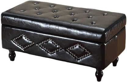 PU Leather Shoe Storage Bench with Hidden Compartment, Multifunction Entryway Ottoman Bench, Wooden Footrest Stool for Bedroom, Living Room and Hallway