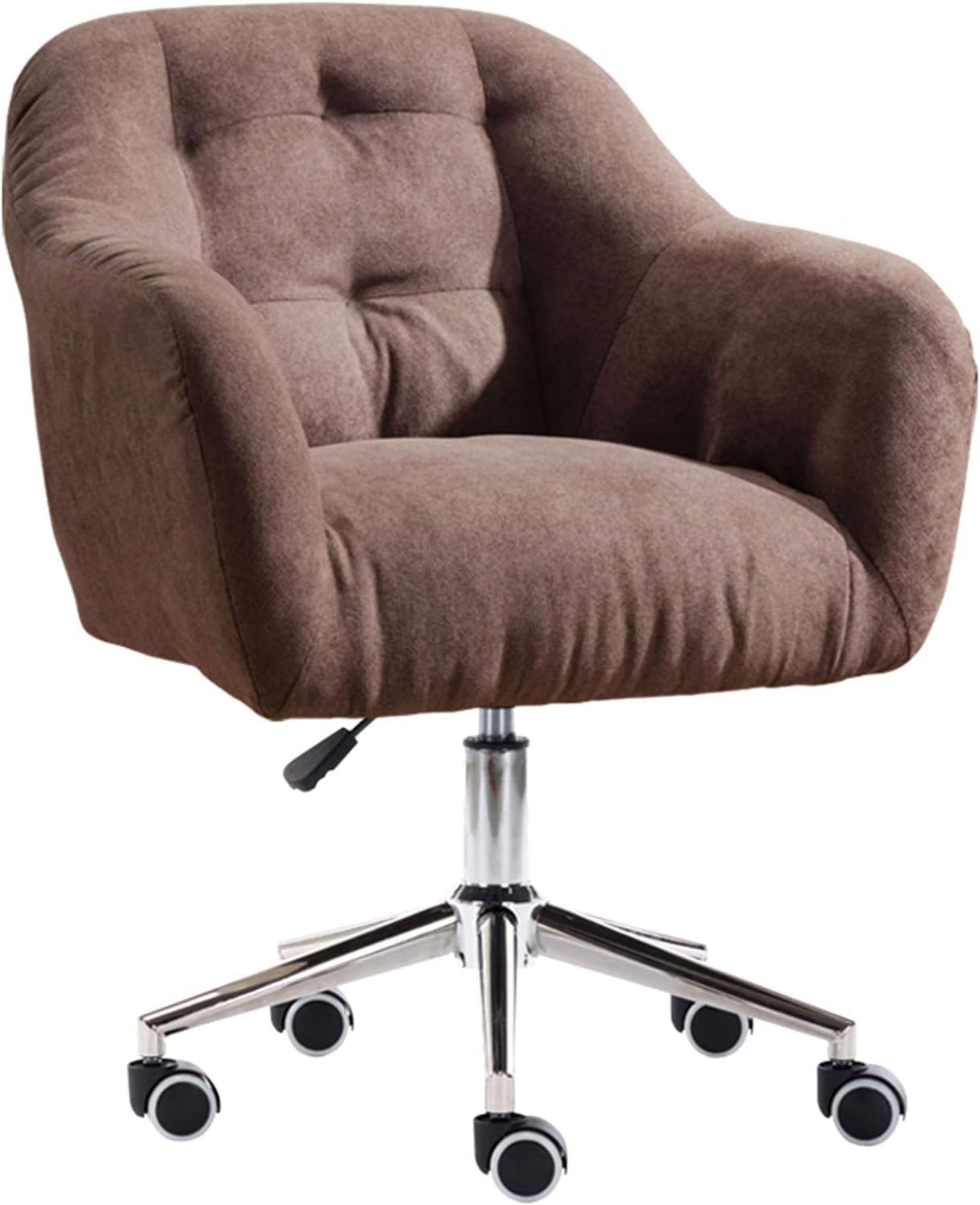 Ergonomic Swivel Office Chair with Wheels, Mid-Back Computer Desk Chair in Soft Linen Fabric for Home Office, Study Room and Workspace, Dark Grey