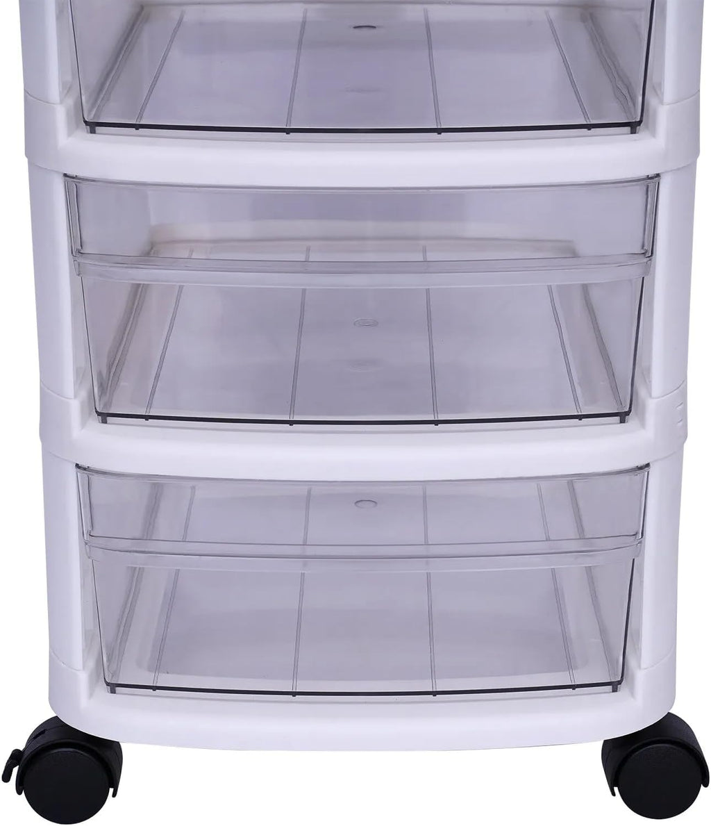 6-Drawer Rolling Storage Cart with Clear Drawers, Mobile Plastic Organizer Cabinet with Removable Wheels for Home, Office, Classroom and Craft Storage