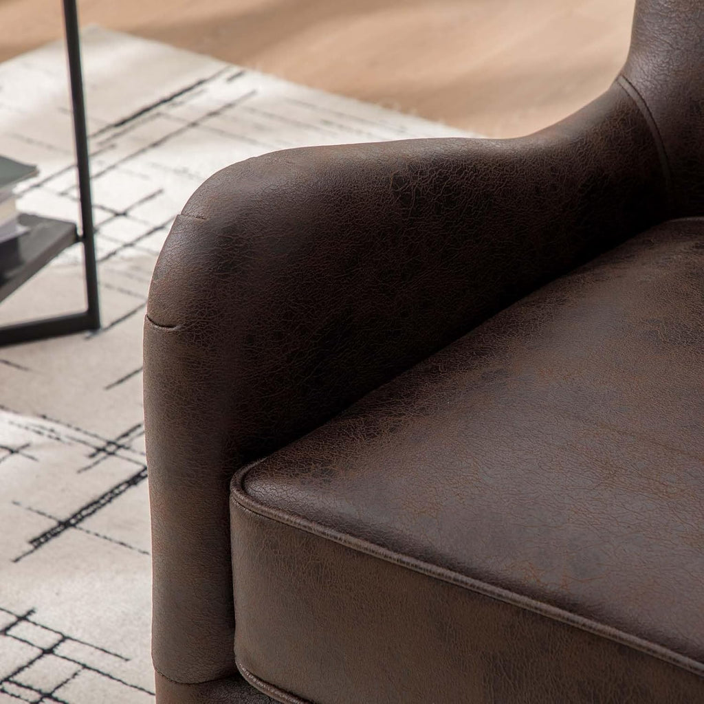 Classic Leather Wingback Accent Chair, Upholstered Armchair with High Back Support for Living Room, Bedroom, Reading Nook and Home Office