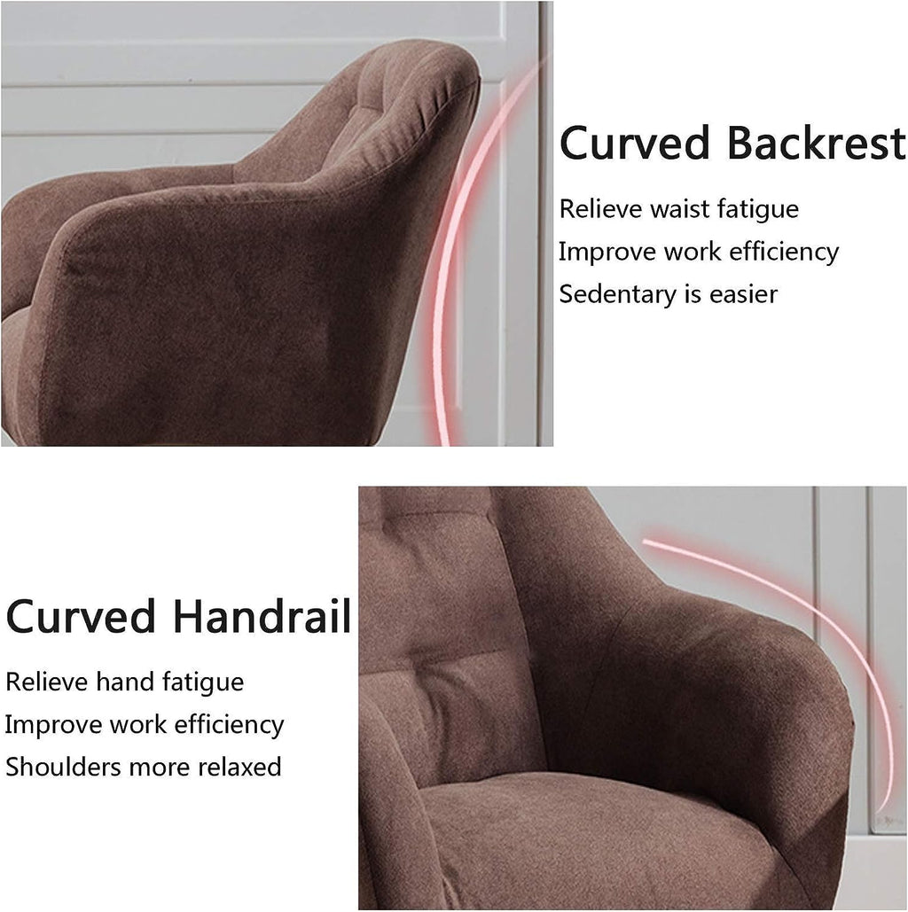 Ergonomic Swivel Office Chair with Wheels, Mid-Back Computer Desk Chair in Soft Linen Fabric for Home Office, Study Room and Workspace, Dark Grey