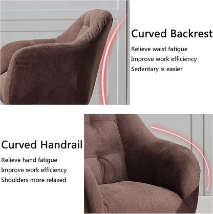 Ergonomic Swivel Office Chair with Wheels, Mid-Back Computer Desk Chair in Soft Linen Fabric for Home Office, Study Room and Workspace, Dark Grey
