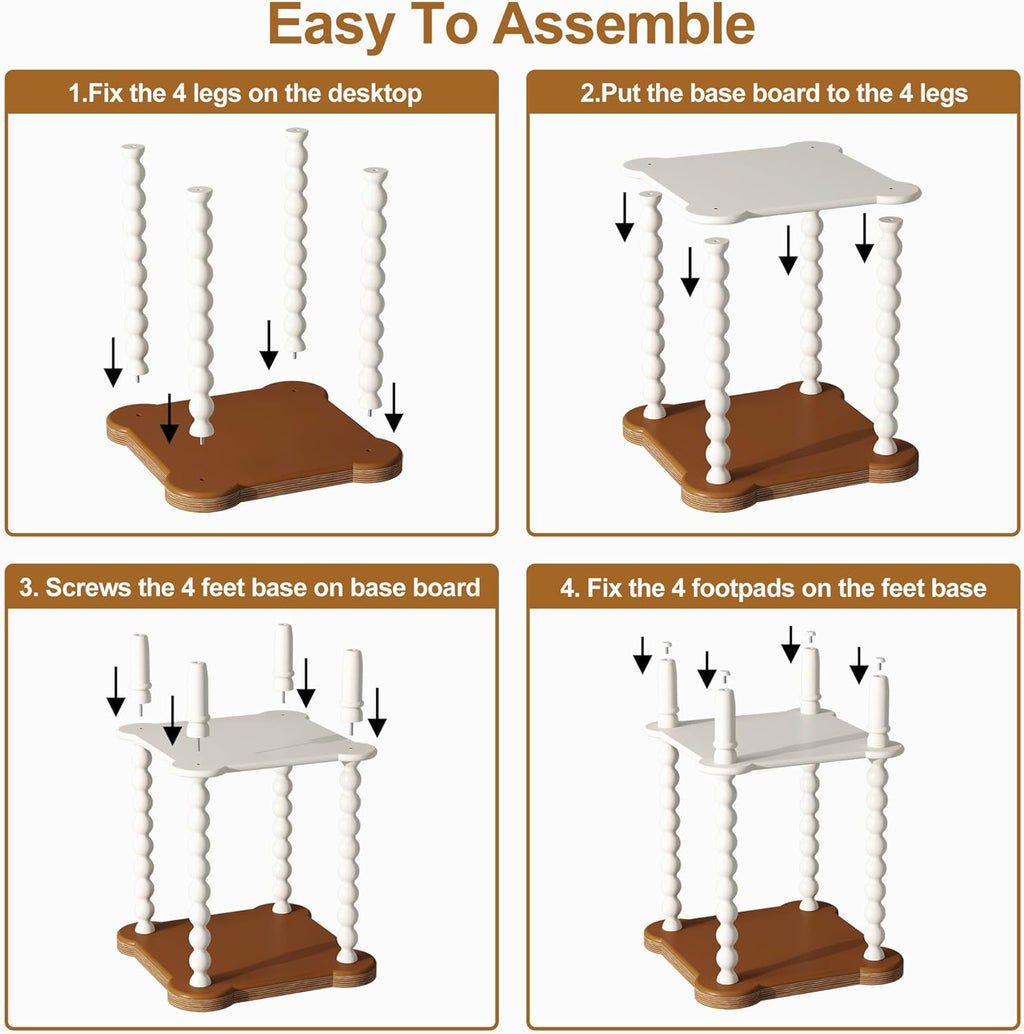 Farmhouse Square Side Table with Open Shelf, French Country End Table and Nightstand with Tray Top and Vintage Spindle Legs for Living Room and Bedroom