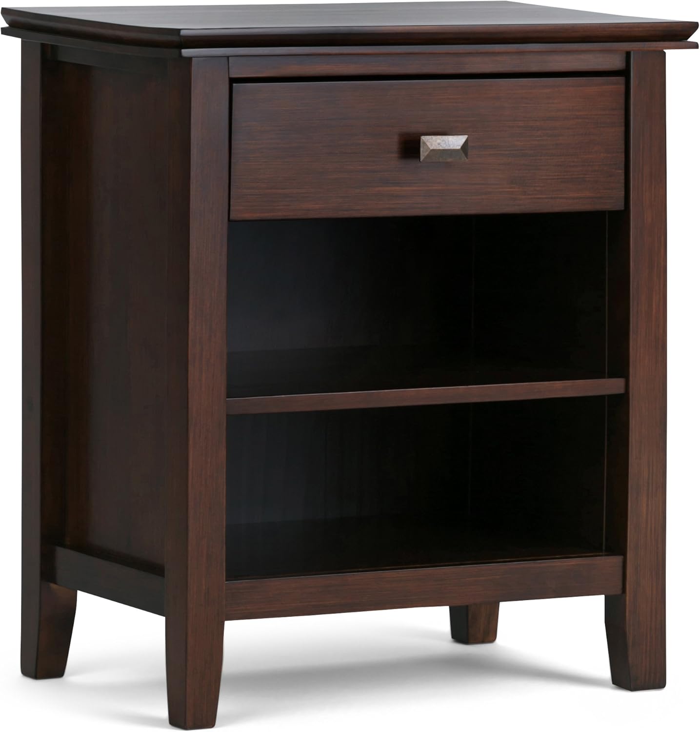 Rustic Brown Wood Nightstand with Open Shelf Storage, Compact Bedside Table for Bedroom, Living Room and Small Spaces