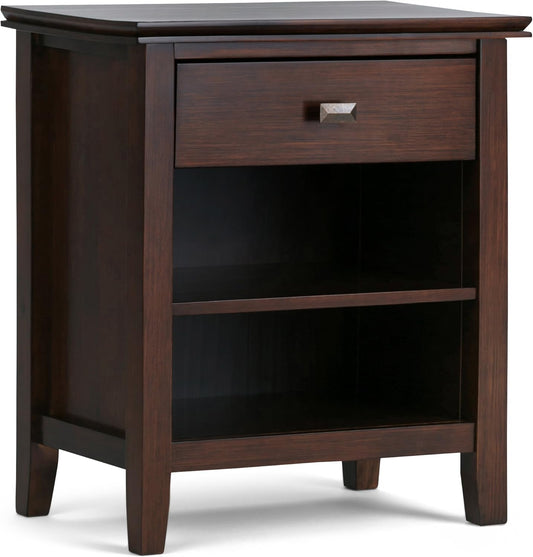 Rustic Brown Wood Nightstand with Open Shelf Storage, Compact Bedside Table for Bedroom, Living Room and Small Spaces