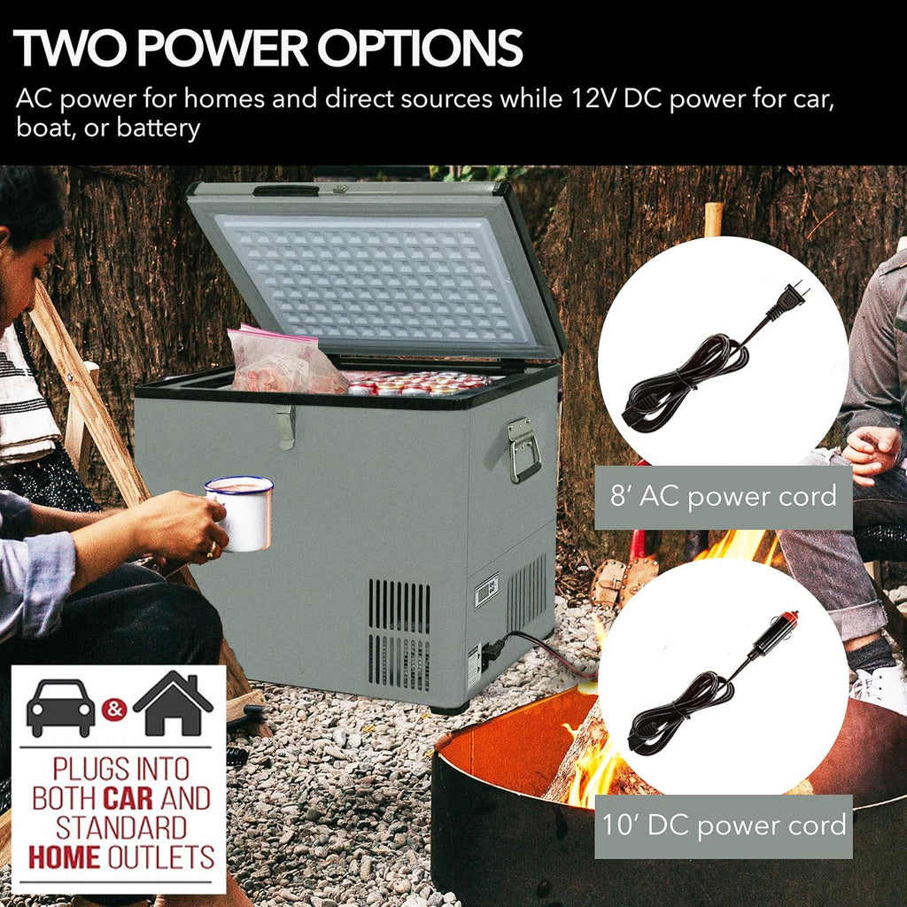 85-Quart Portable Refrigerator and Freezer for Camping, RV, Road Trips and Outdoor Adventures, Dual Power AC/DC Travel Cooler with Adjustable Temperature Control
